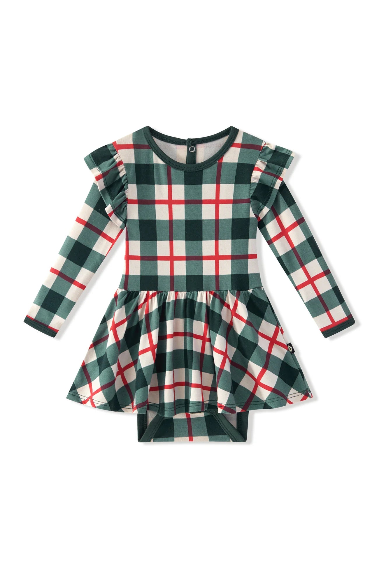 Twirl Bodysuit Dress in Holiday Plaid