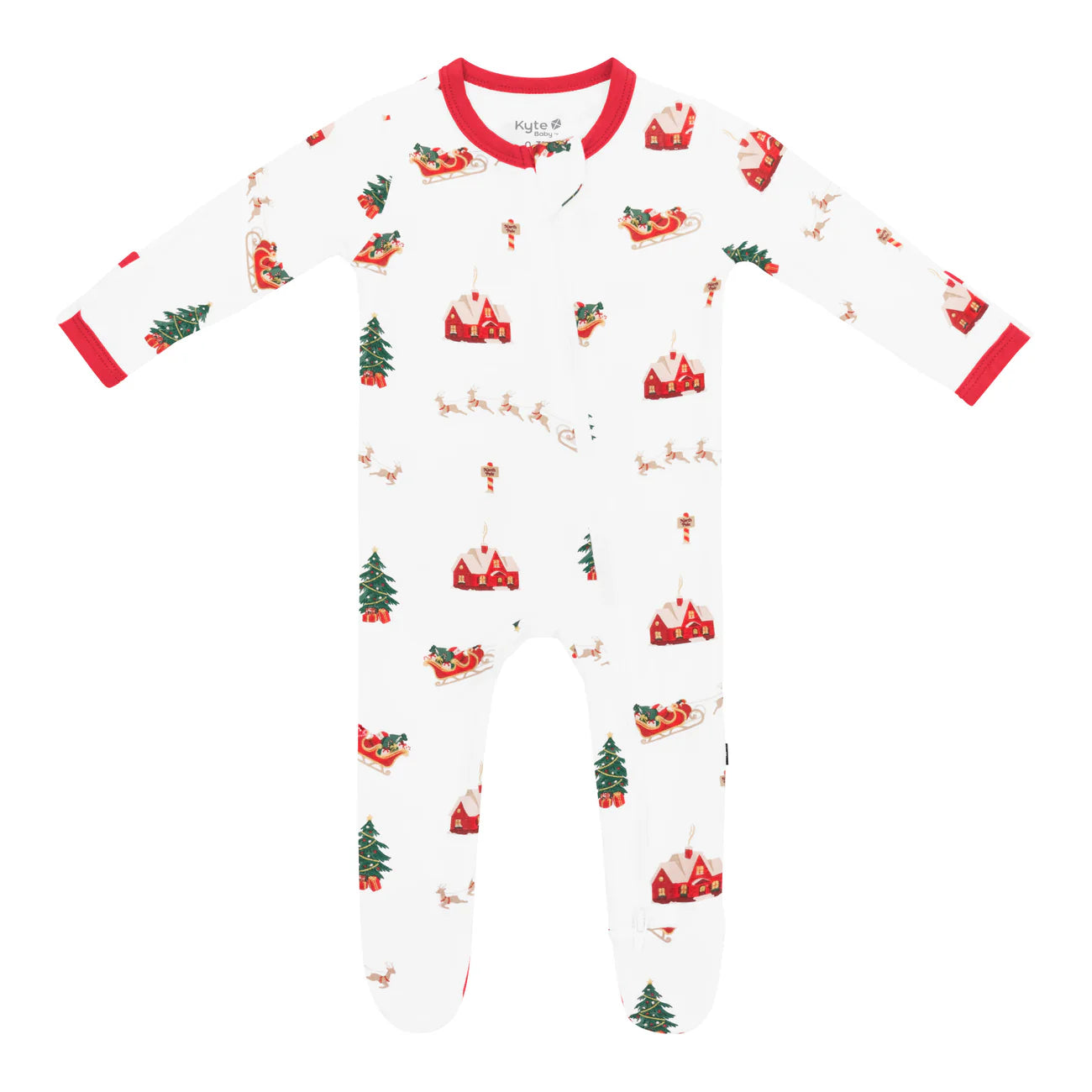 Zippered Footie in Santa Sleigh