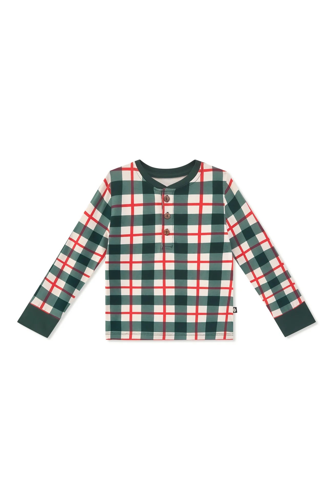 Long Sleeve Toddler Henley Tee in Holiday Plaid