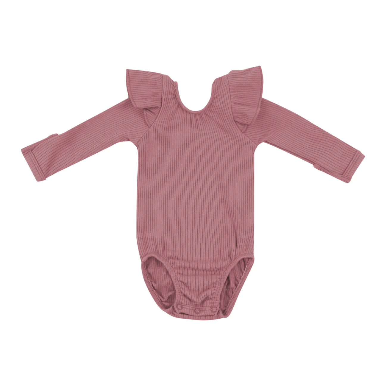 Ribbed Long Sleeve Ruffle Leotard