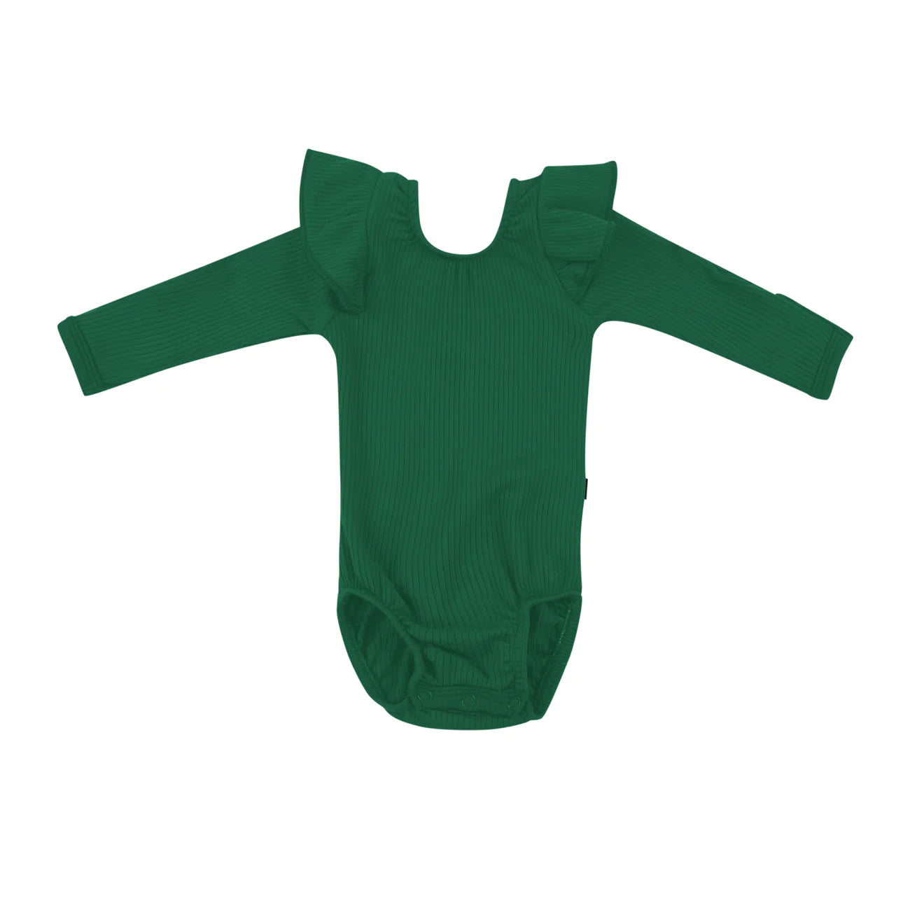 Ribbed Long Sleeve Ruffle Leotard