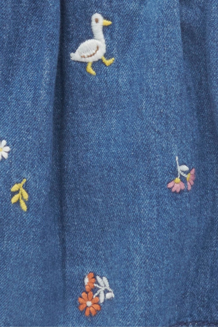 Embroidered Pinnie Set in Mid Denim Blue