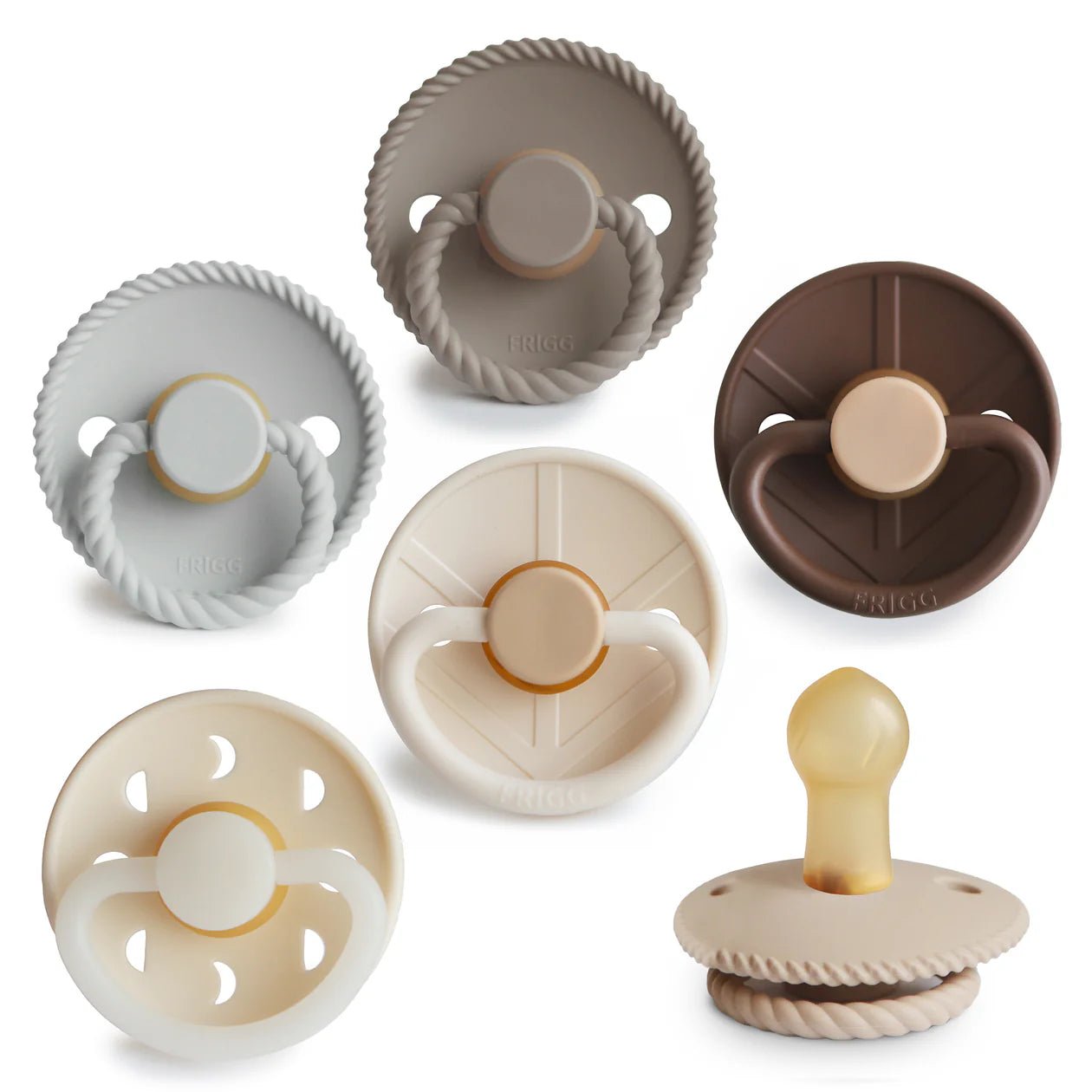 FRIGG Natural Rubber Pacifier 6-Pack