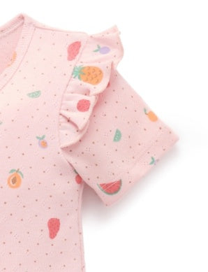 Pointelle Zip Growsuit in Fruity