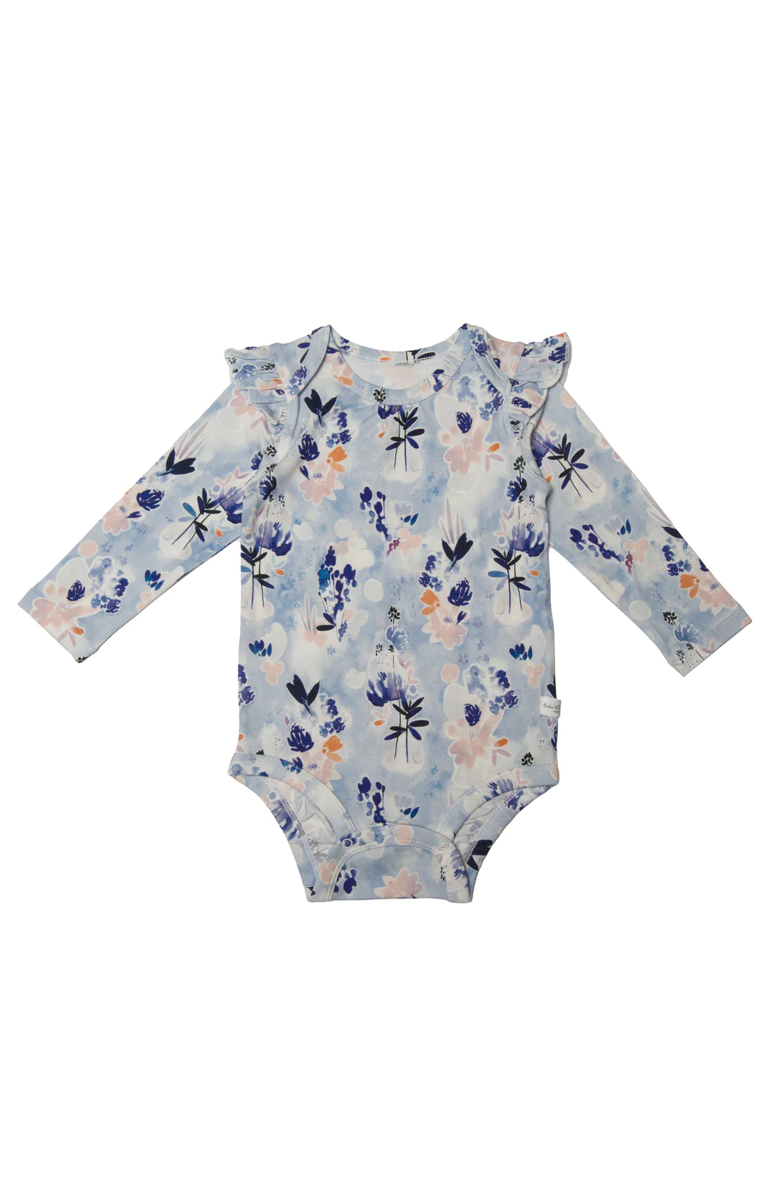 Ruffle Long Sleeve Bodysuit - Blue Ink Floral