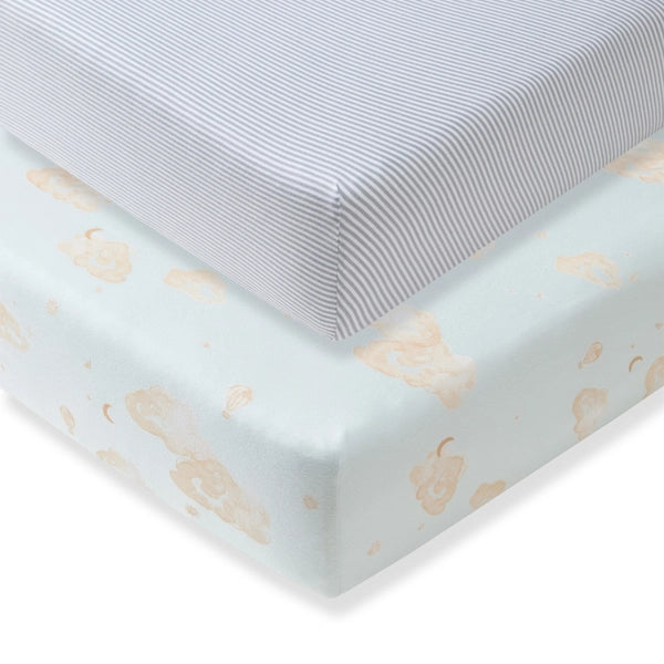Set of 2 Good night Sky Crib Sheets - Ice flow