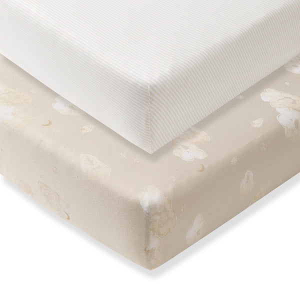 Set of 2 Good night Sky Crib Sheets - Limestone