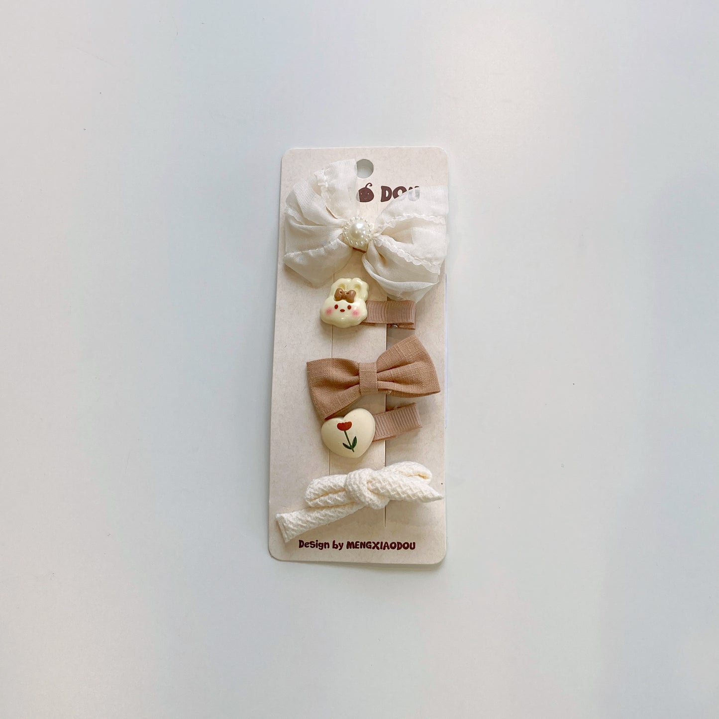 Neutral Toned Cloth Hair Clips – 5 Piece Set