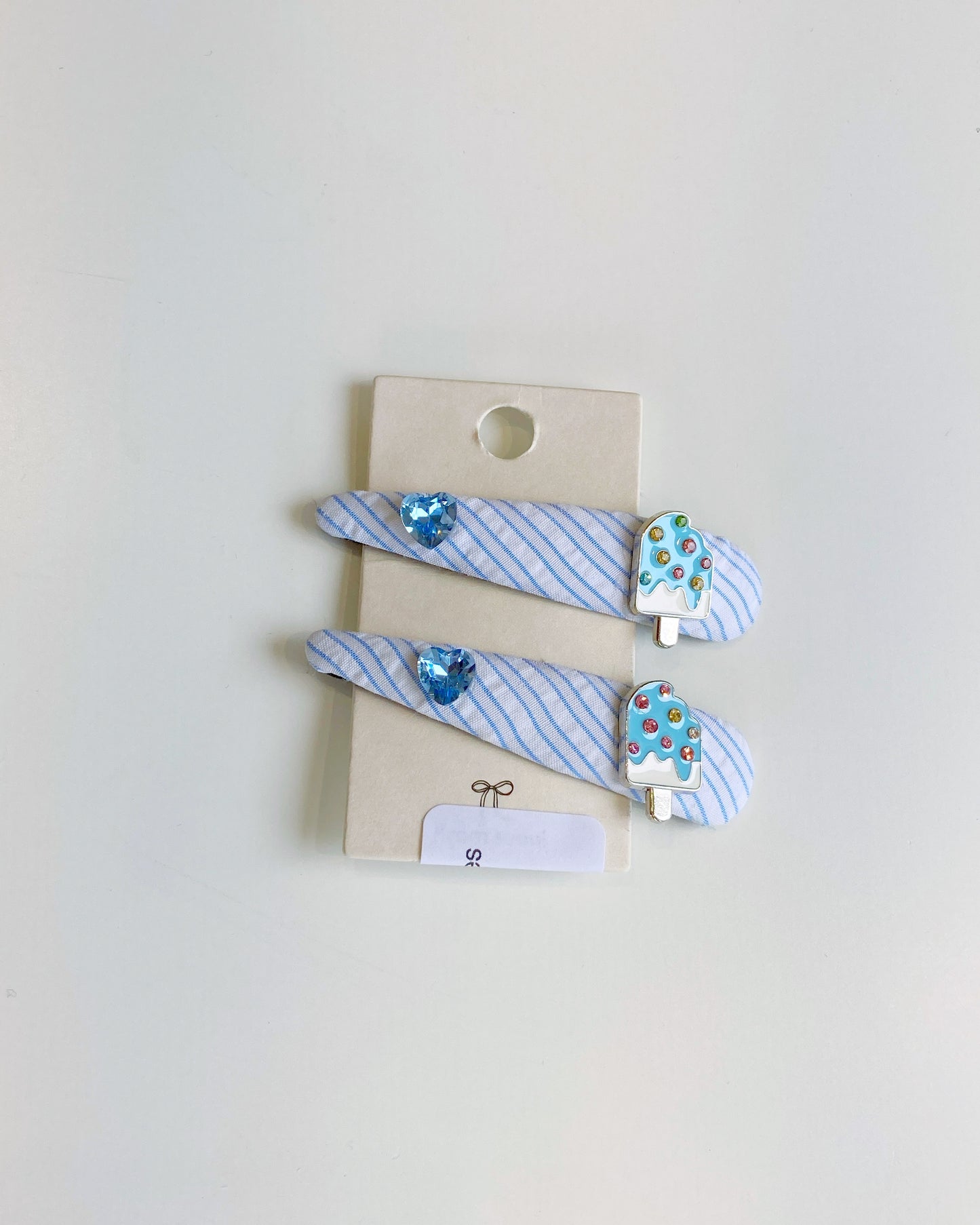 Blue & White Striped Hair Barrettes