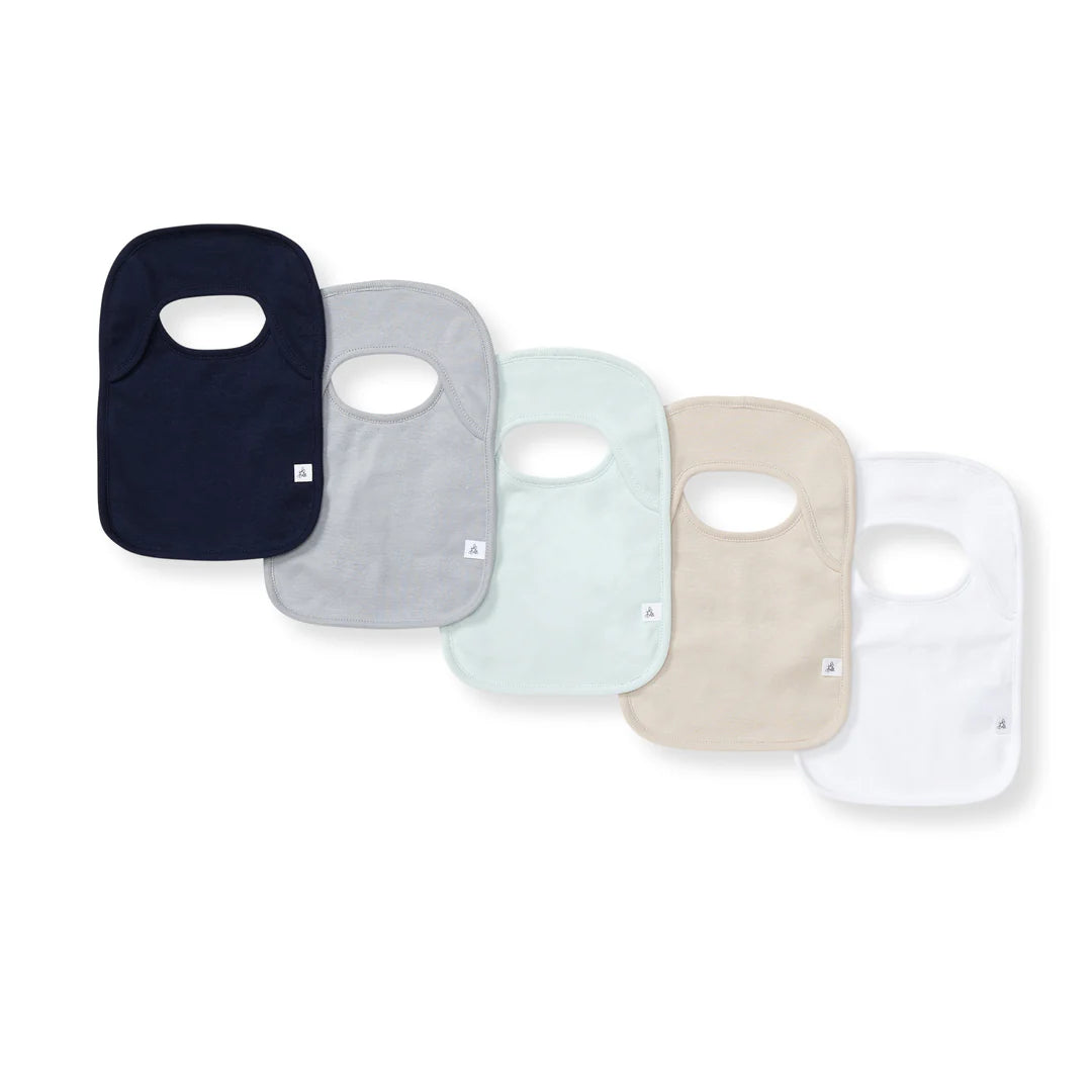 Set of 5 Solid Lap Shoulder Bibs Midnight