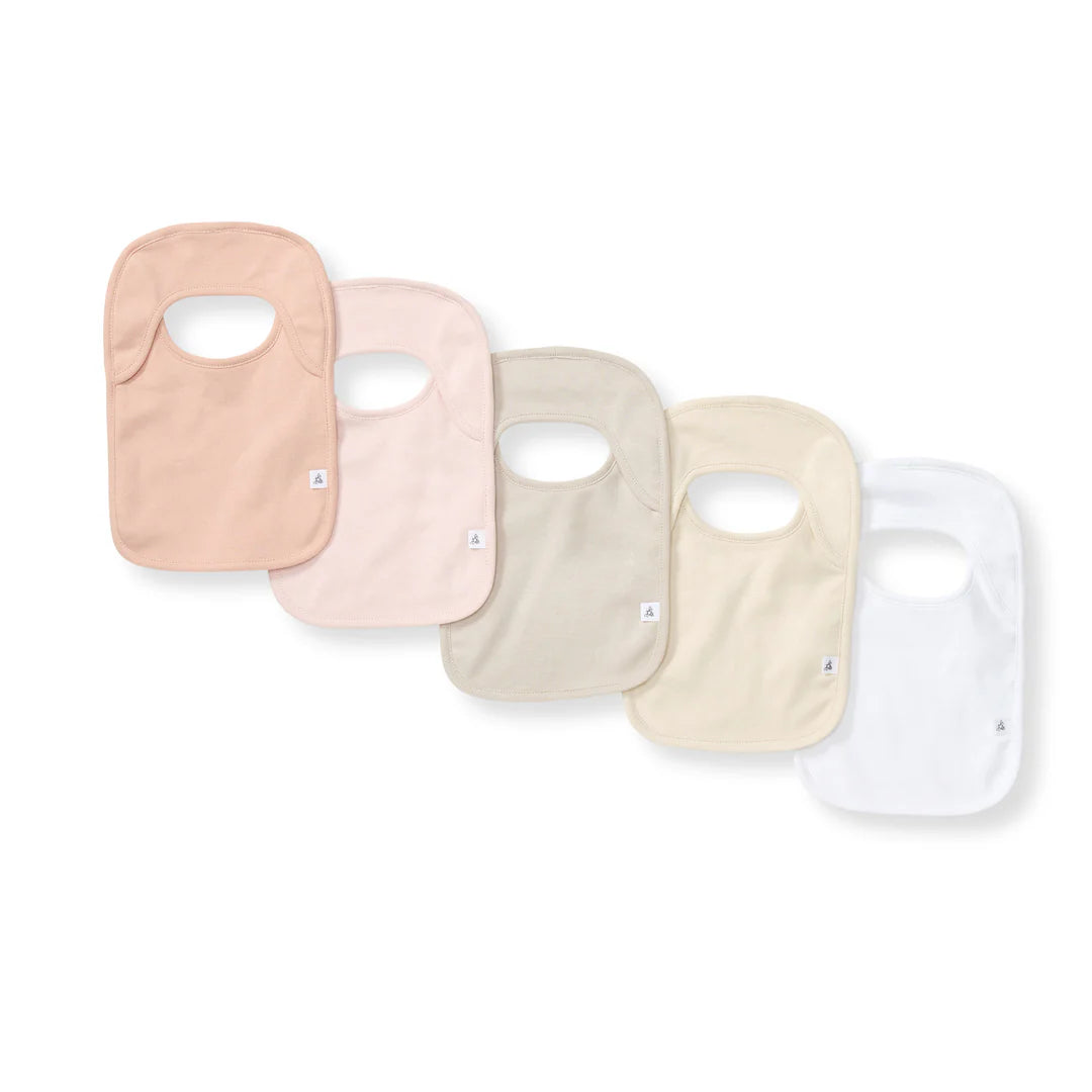 Set of 5 Solid Lap Shoulder Bibs Midnight
