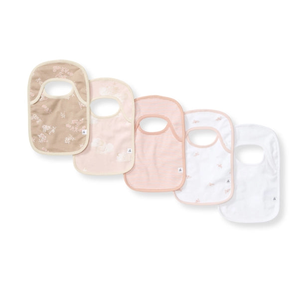 Set of 5 Solid Lap Shoulder Bibs Midnight