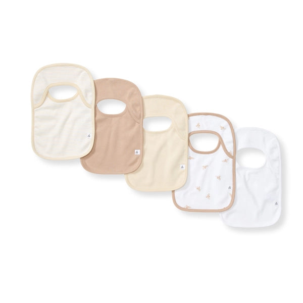 Set of 5 Solid Lap Shoulder Bibs Midnight