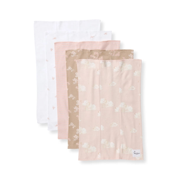Bee Essential Set of 5 Burp Cloths Cloud