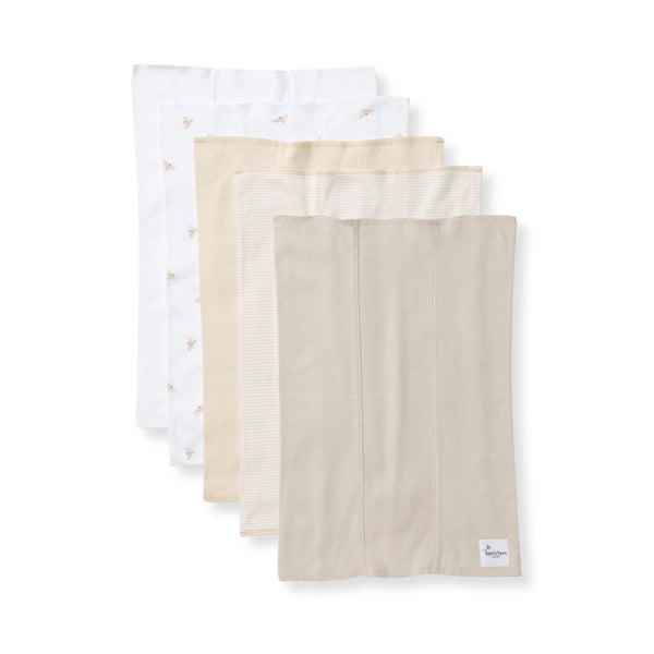 Bee Essential Set of 5 Burp Cloths Cloud