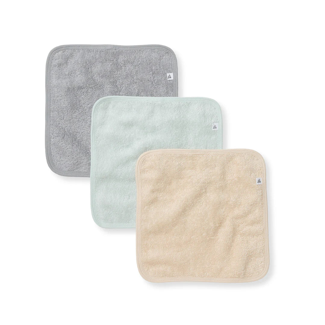 Set of 3 Solid Woven Terry Washcloths
