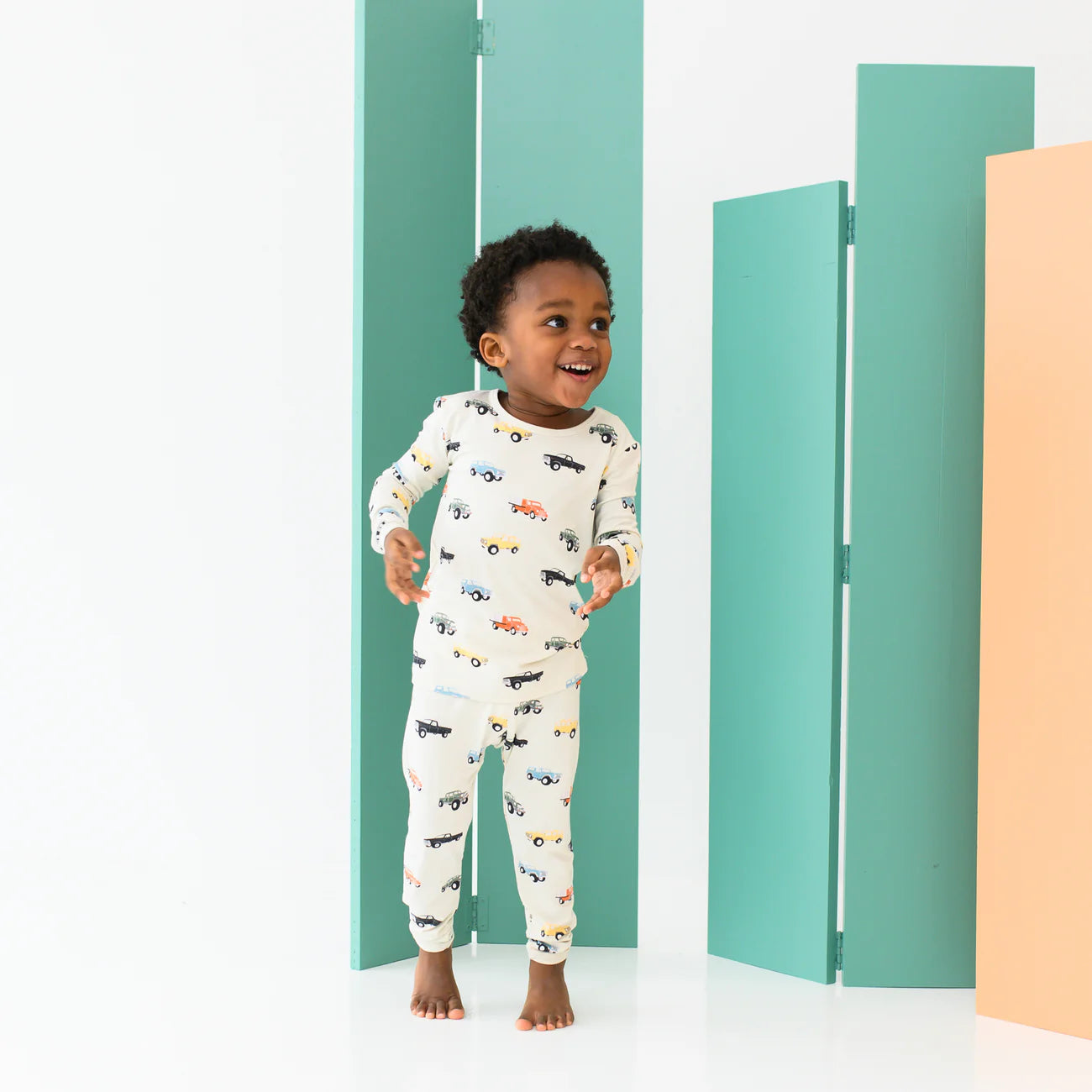 Long Sleeve Pajamas in Vintage Truck