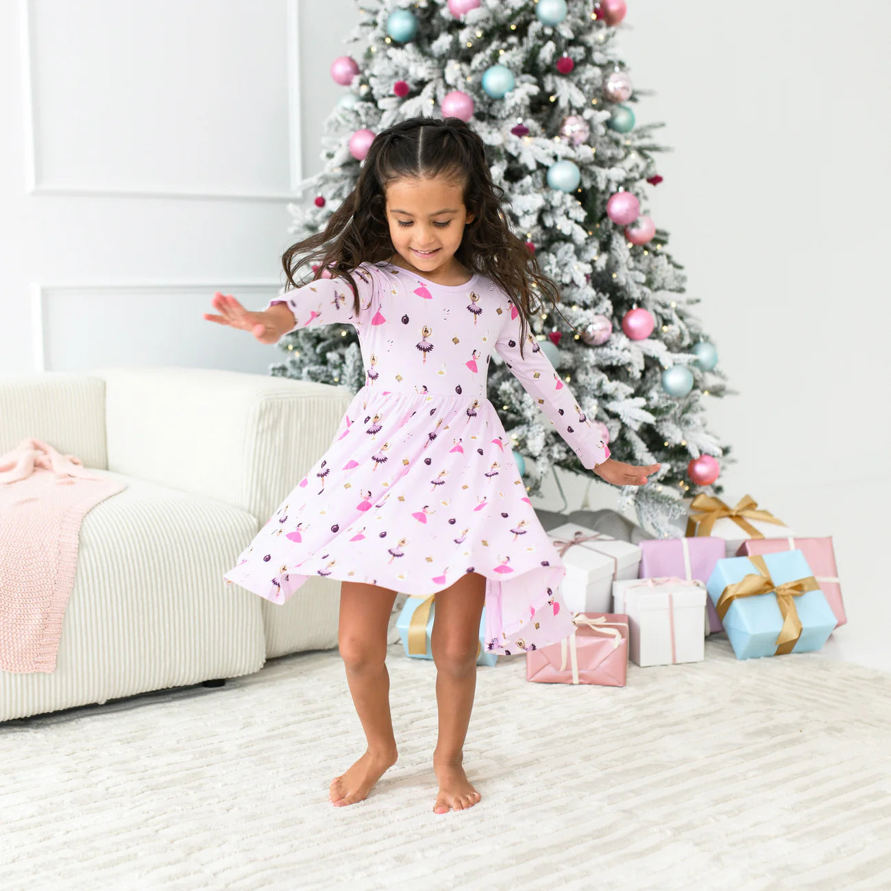 Long Sleeve Twirl Dress in Sugar Plum