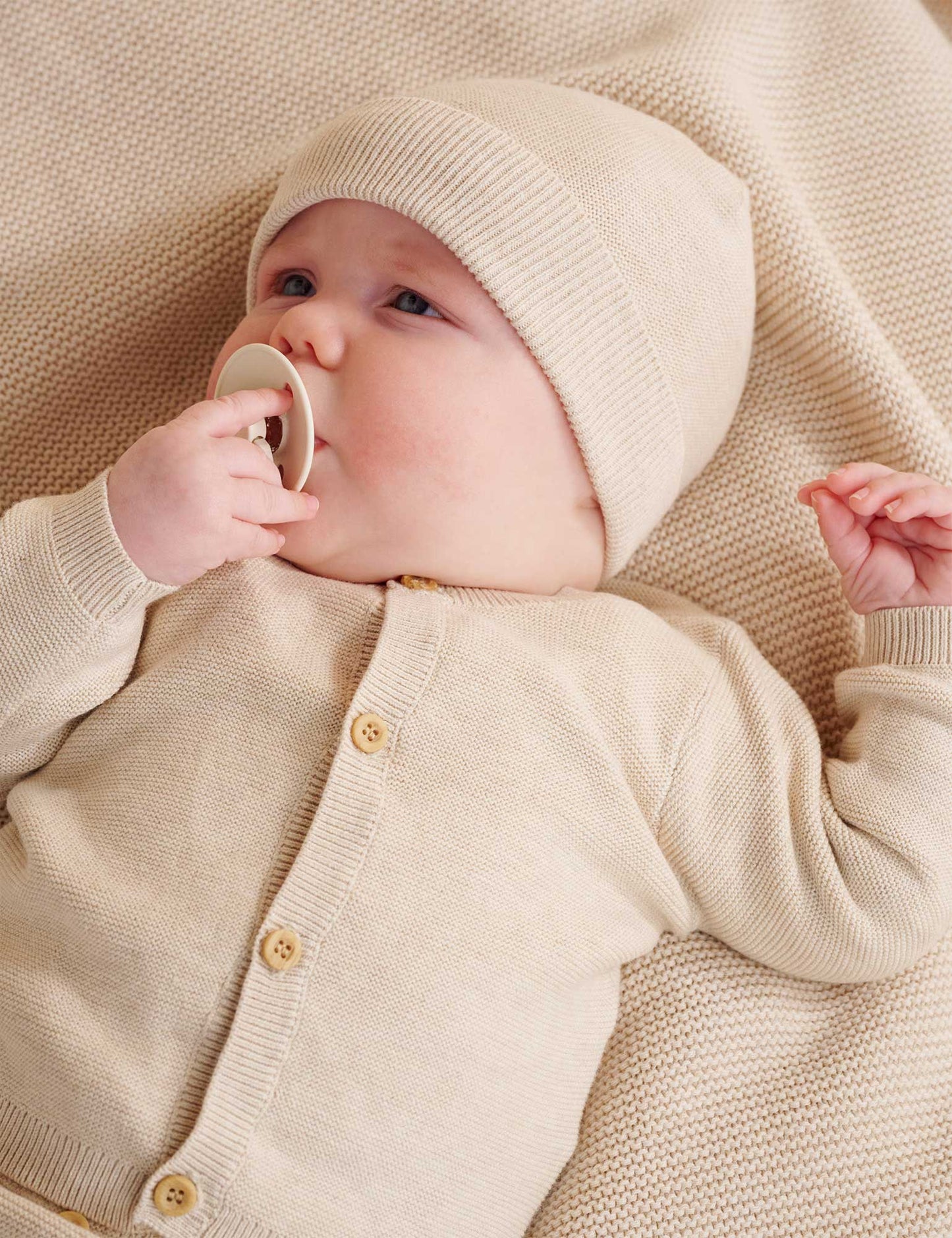 Textured Cardigan in Wheat