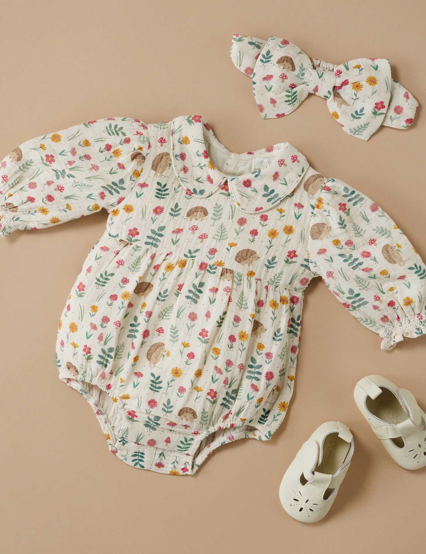 Hedgehog Crinkle Cotton Bodysuit Set
