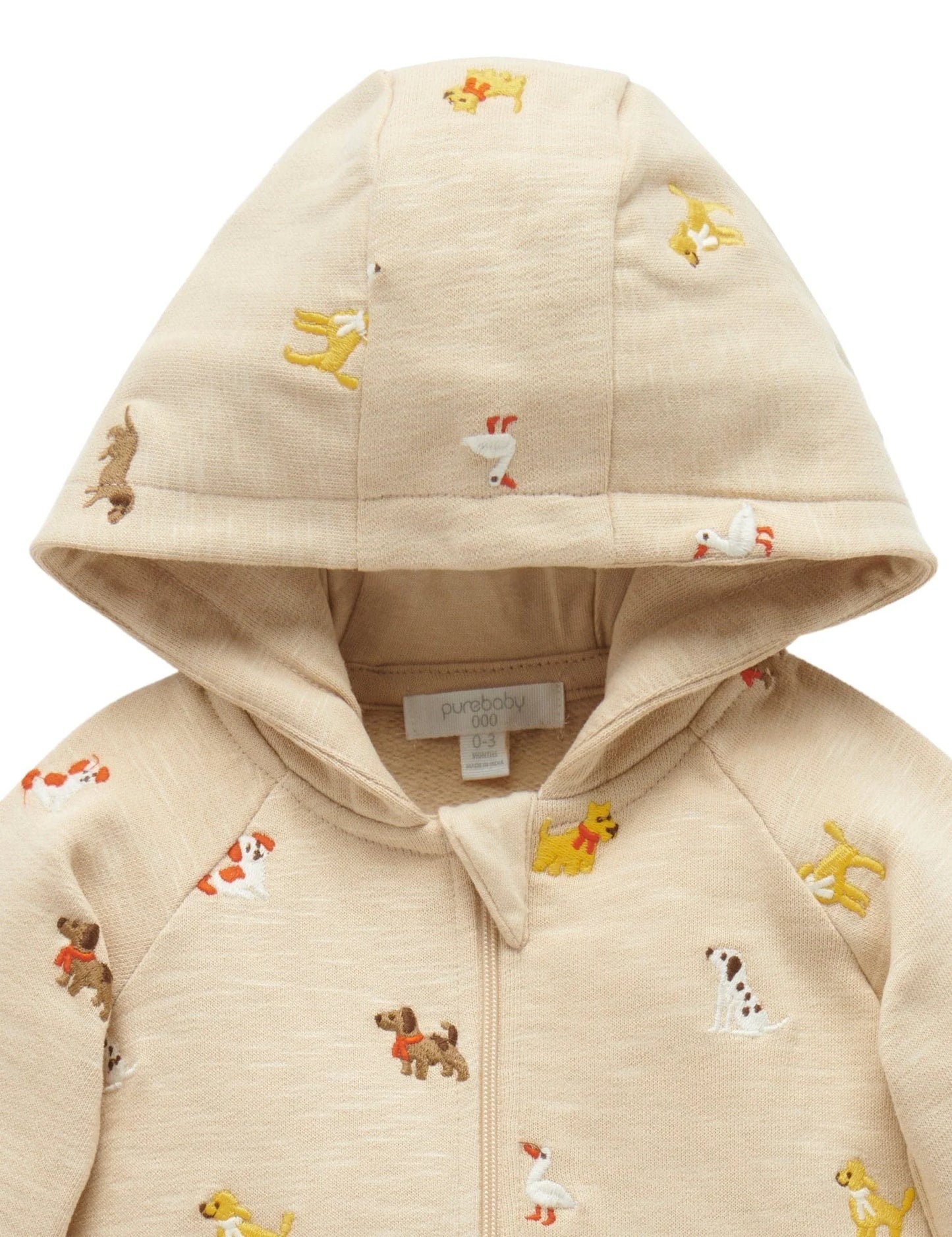 Embroidered Fleecey Growsuit in Doggy