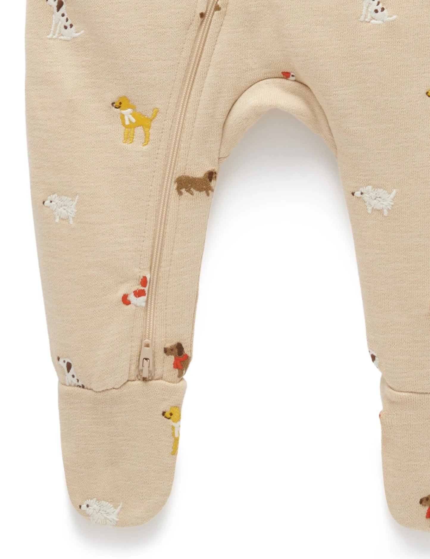 Embroidered Fleecey Growsuit in Doggy