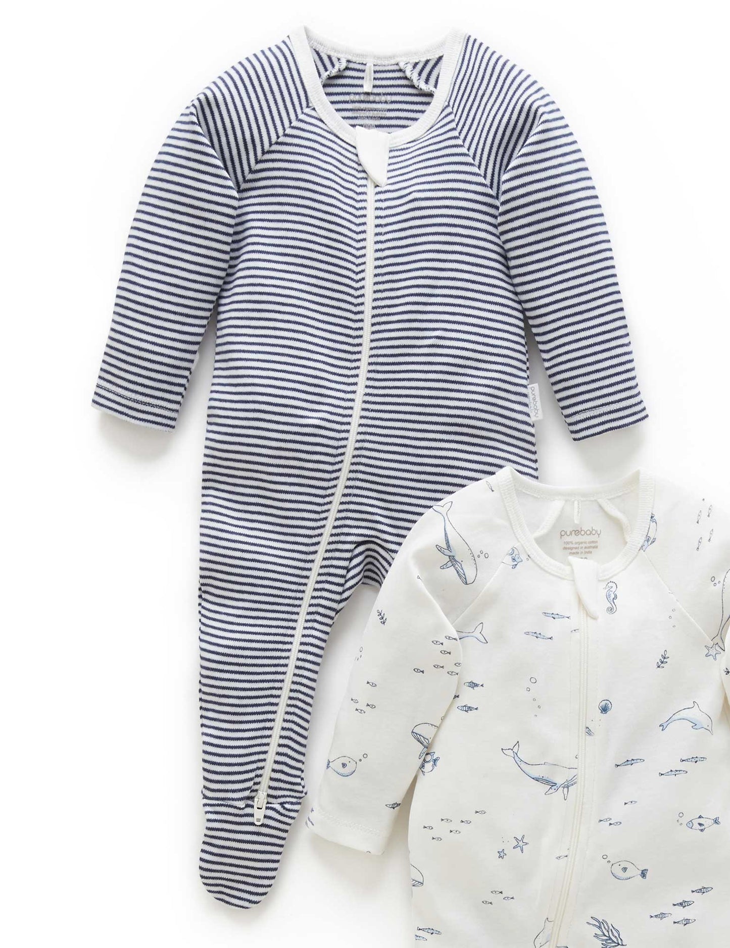 Vanilla Nautical 2 Pack Zip Growsuit