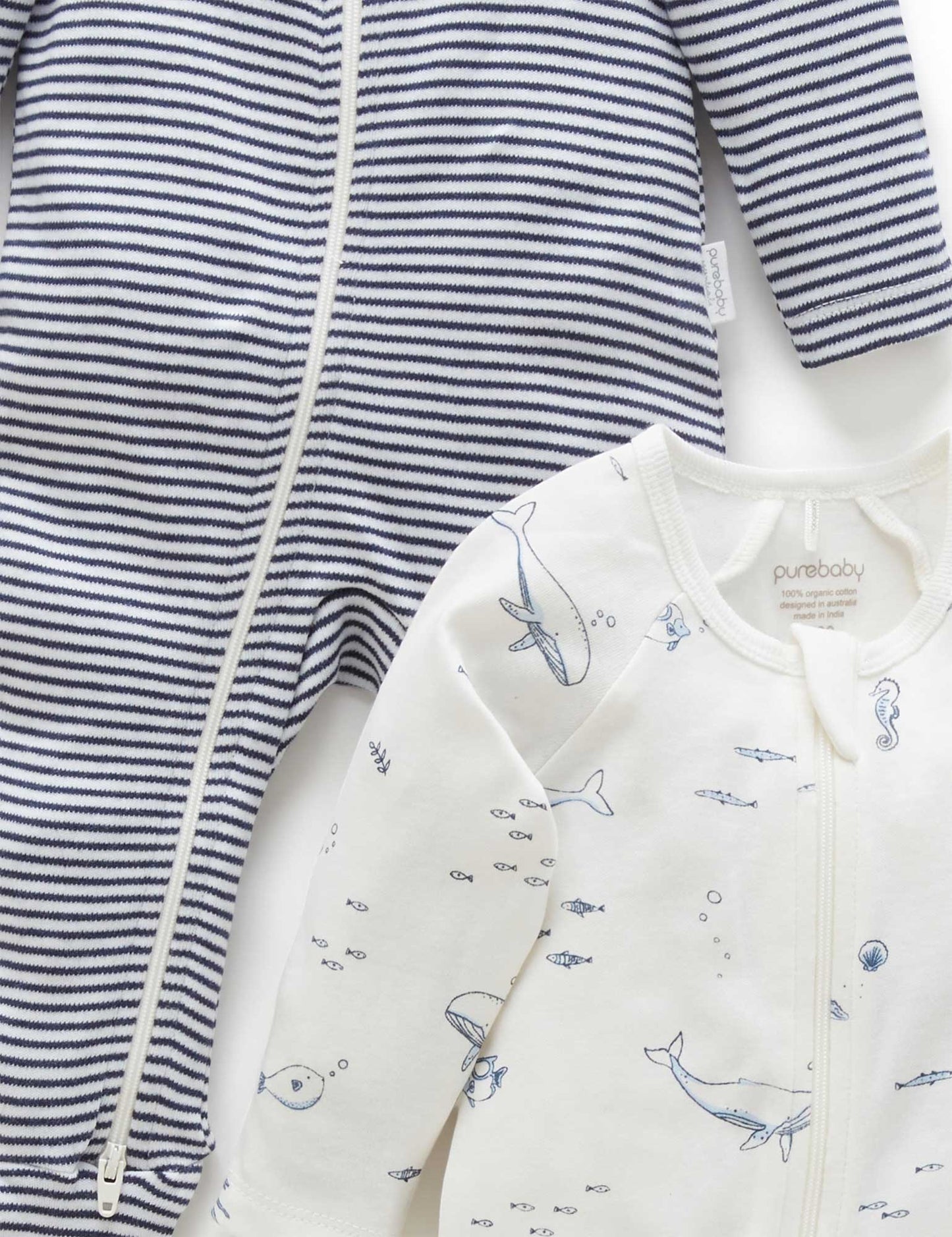 Vanilla Nautical 2 Pack Zip Growsuit