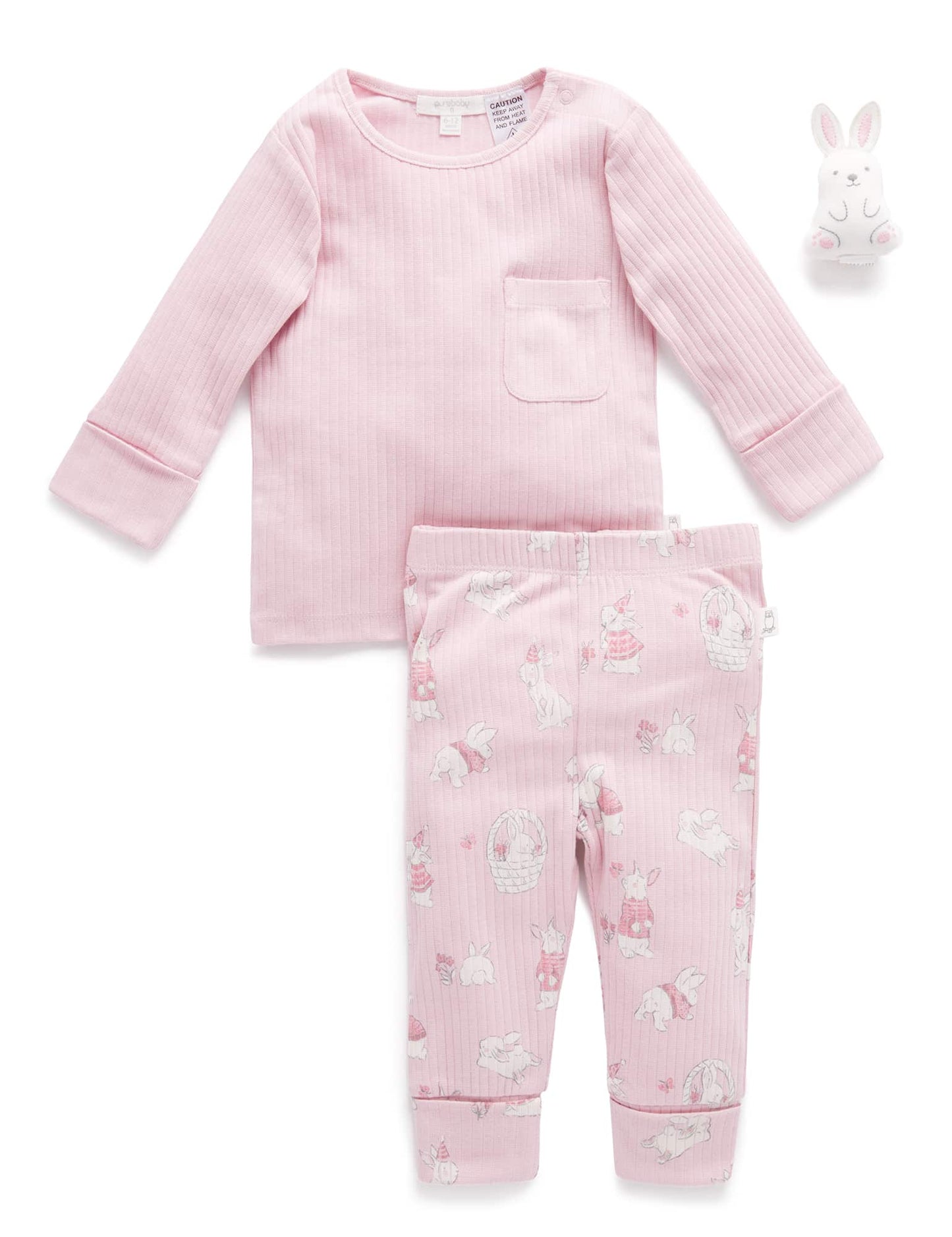 Rib PJ Set & Bunny Toy