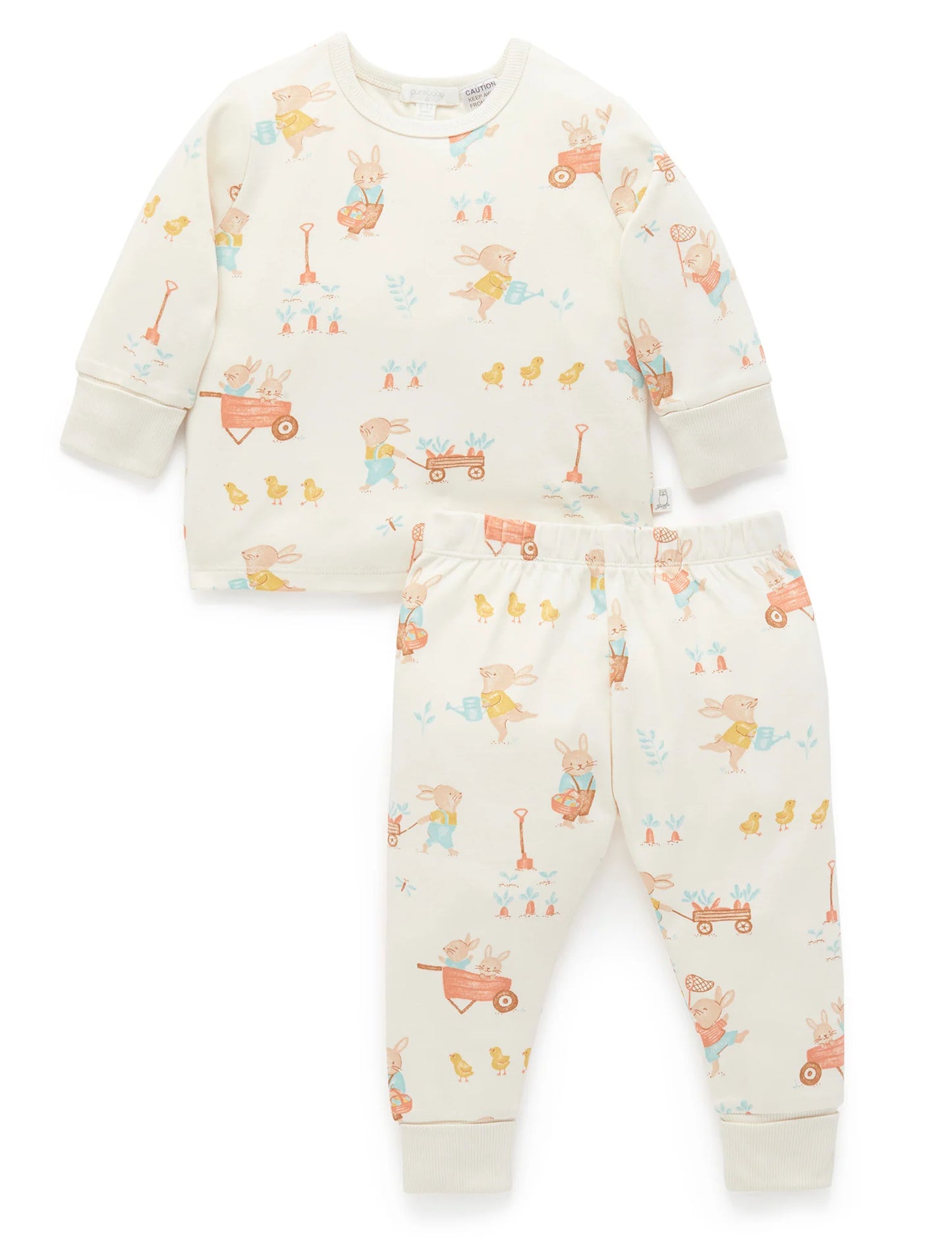 Long Sleeve Printed PJ Set - Garden Bunnies