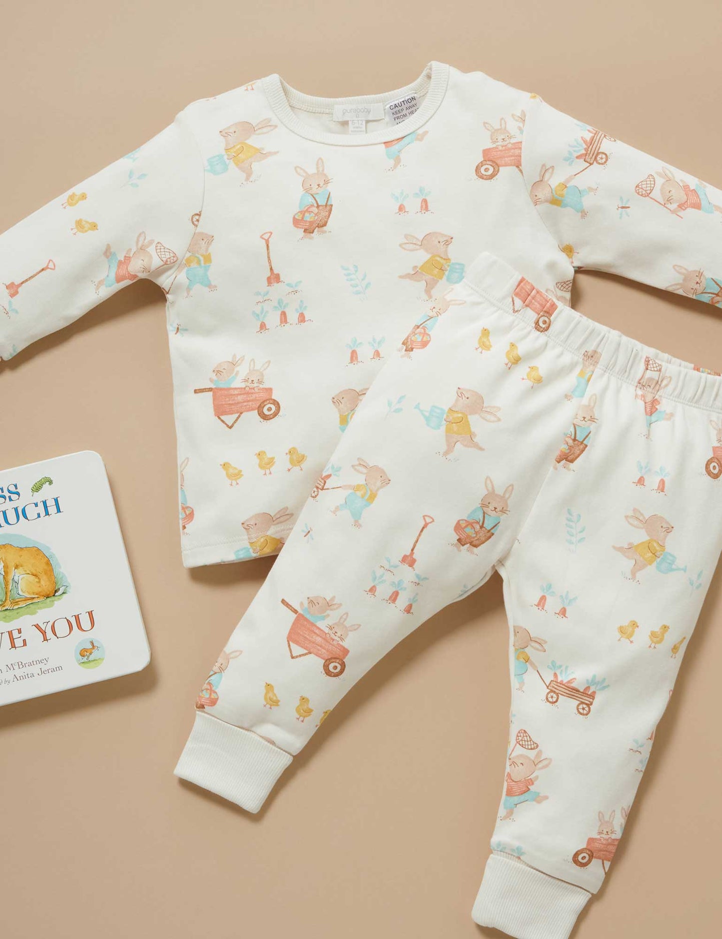Long Sleeve Printed PJ Set - Garden Bunnies