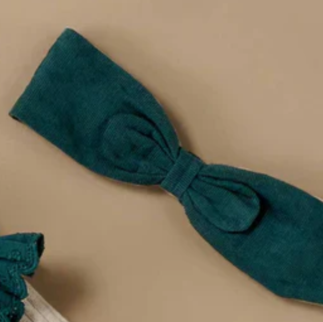 Green Corduroy Bow