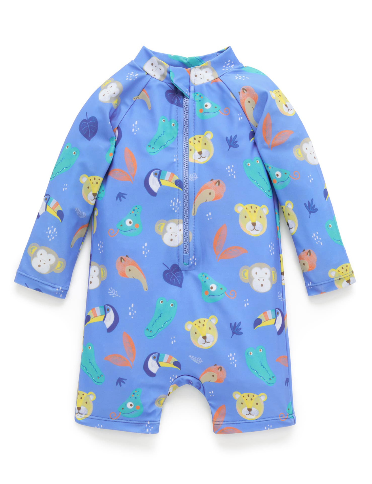 Printed L/S Sunsuit - Jungle Faces