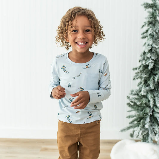 Long Sleeve Toddler Crew Neck Tee in Ski