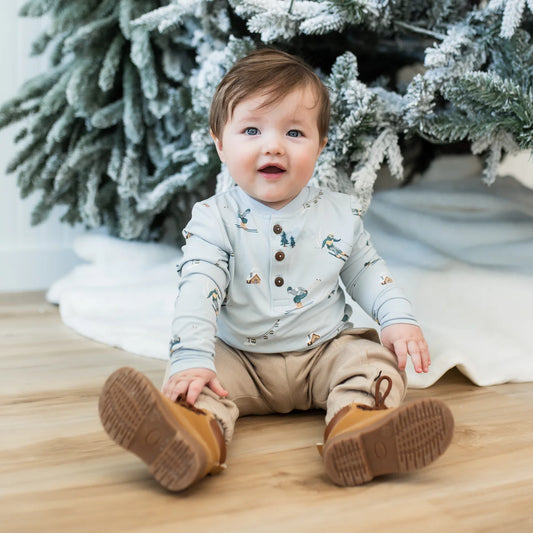 Long Sleeve Toddler Henley Tee in Ski