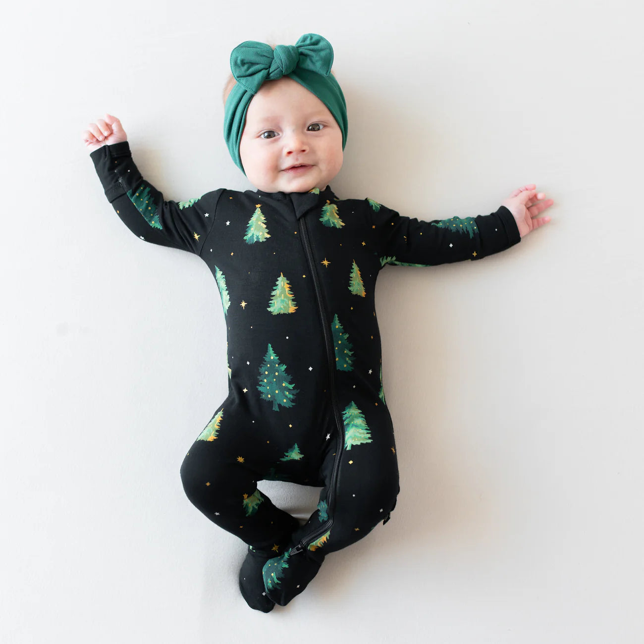 Zippered Footie in Twinkle Tree