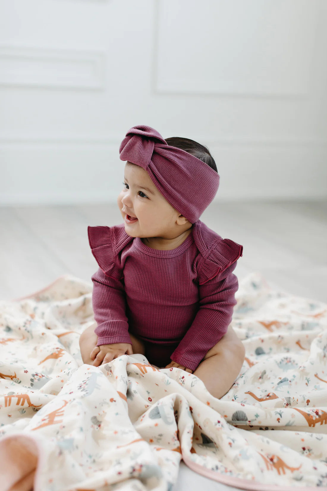 Girl's Waffle Long Sleeve Bodysuit