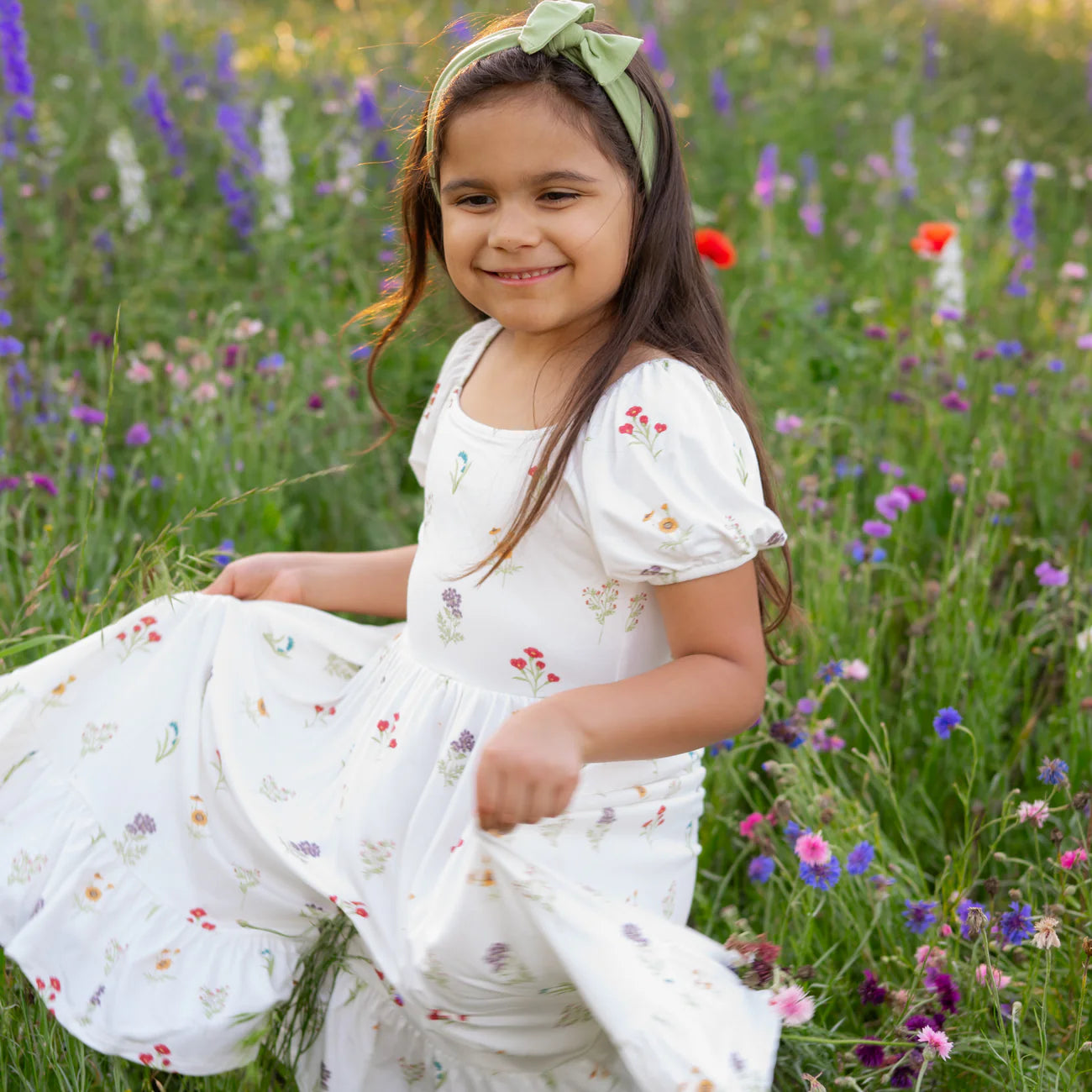 Puff Sleeve Twirl Dress in Wildflower