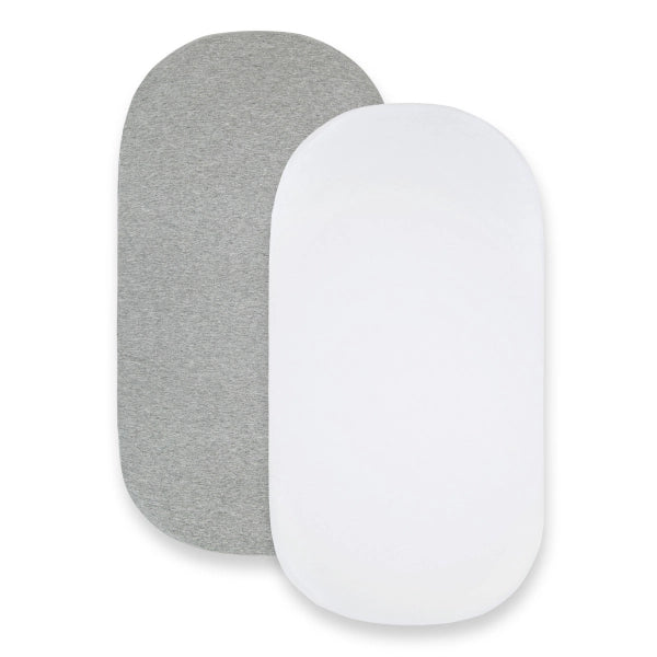 Set of 2 Fitted Bassinet Sheet - Heather grey