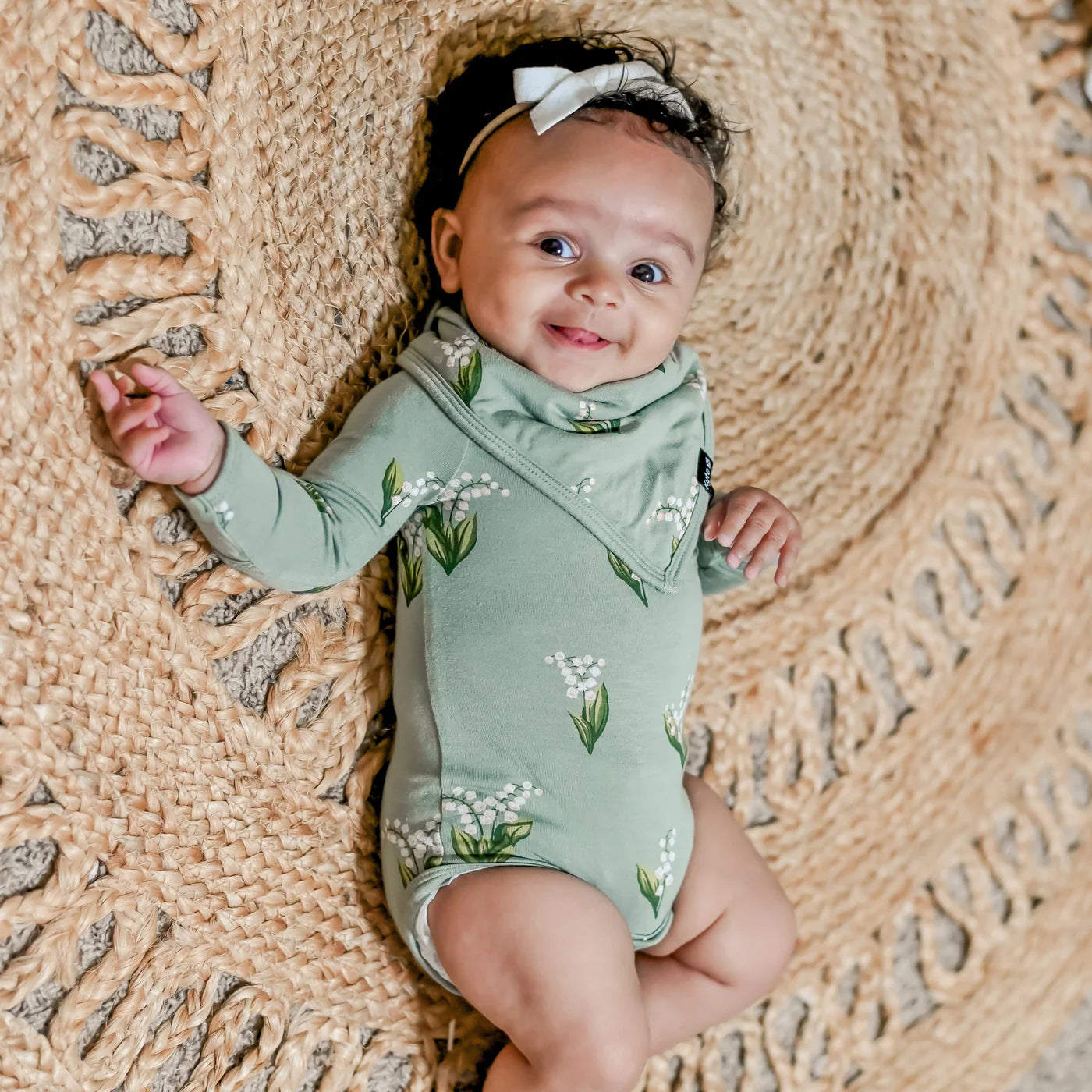 Long Sleeve Bodysuit in Thyme Lily
