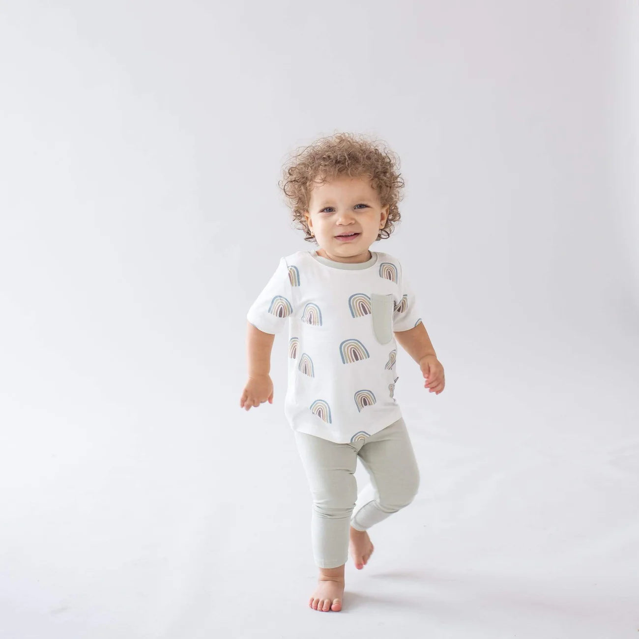 Toddler Crew Neck Tee in Aloe Rainbow