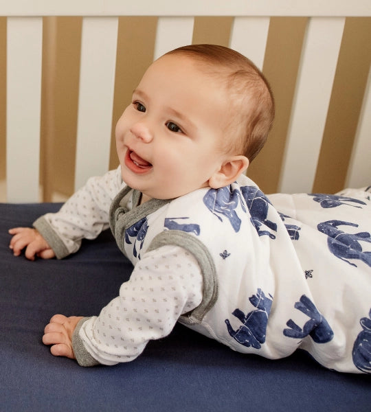 Wandering Elephants Organic Beekeeper™ Wearable Baby Blanket - Indigo