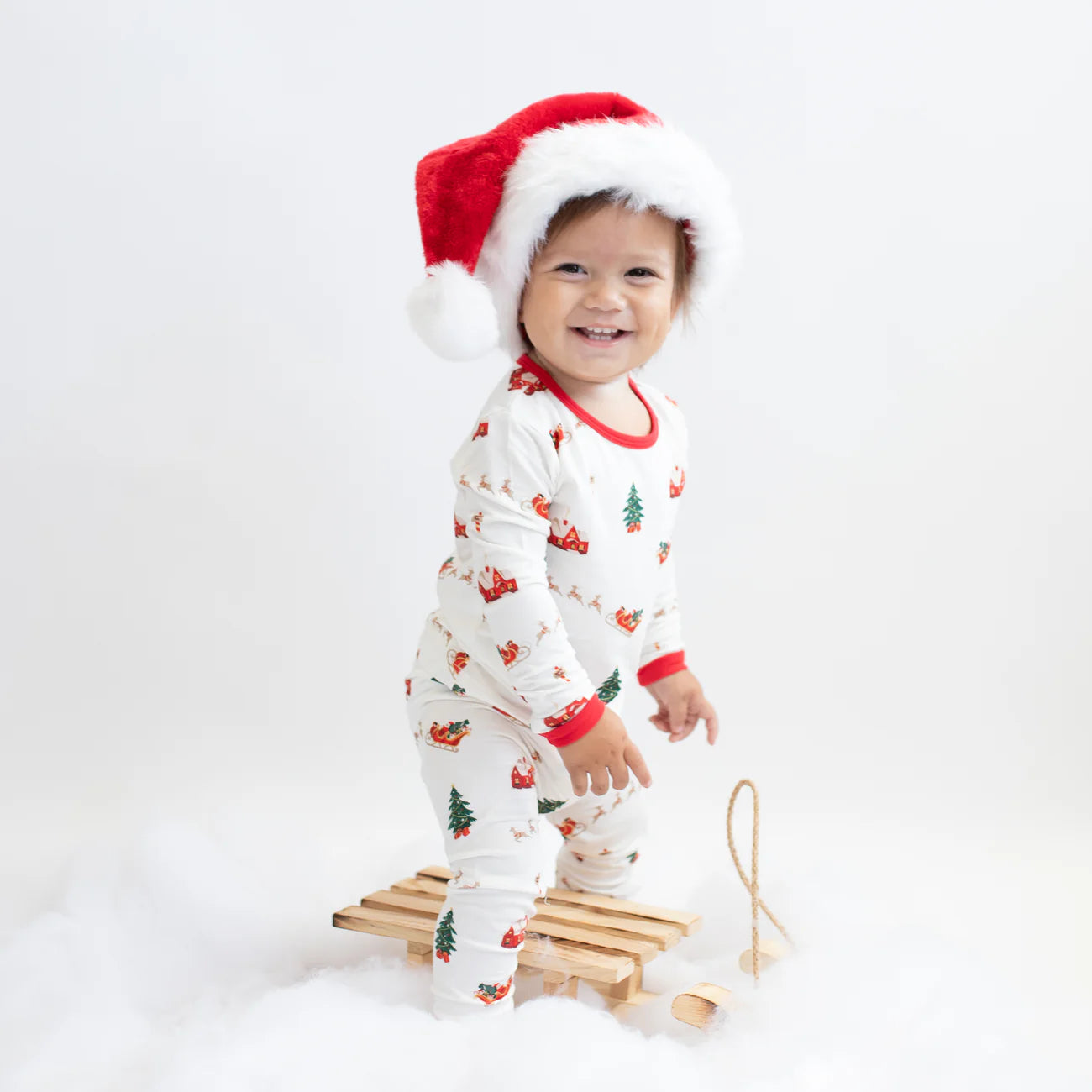 Long Sleeve Pajamas in Santa Sleigh