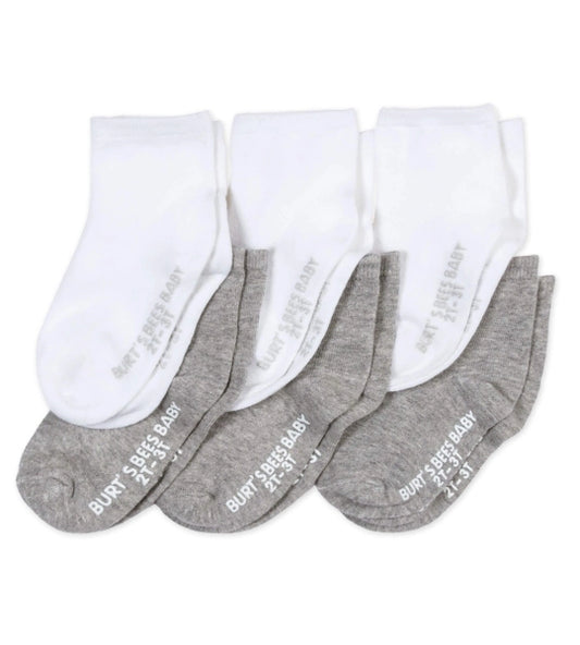 Solid Organic Cotton Toddler Crew Socks 6 Pack