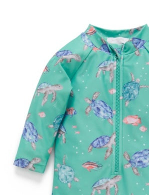 Printed L/S Sunsuit - Sea Turtles Print