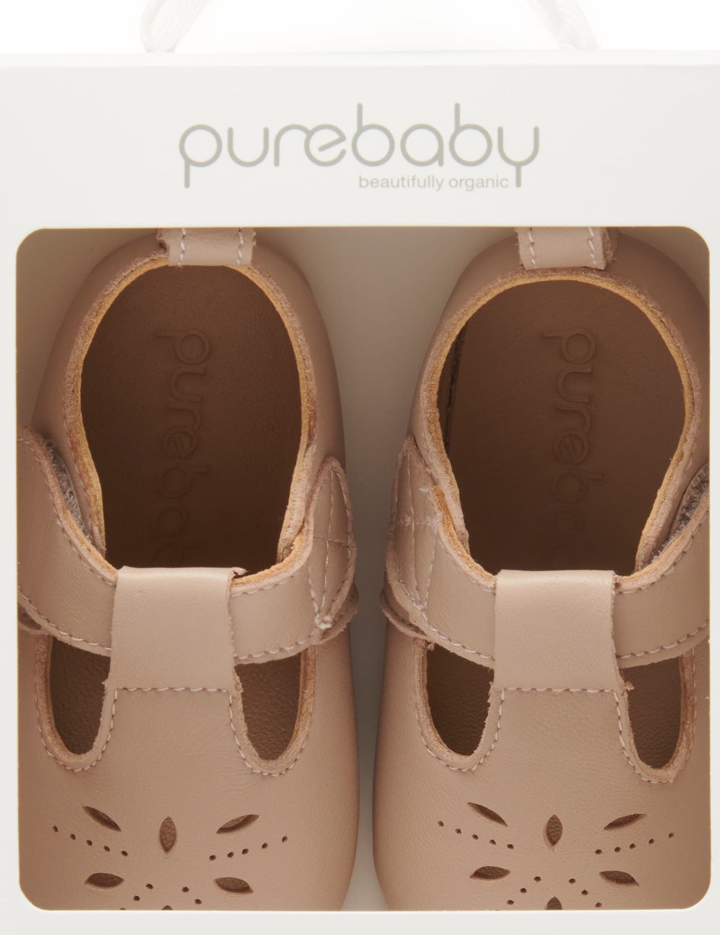 Leather Eyelet T-Bar - Blush