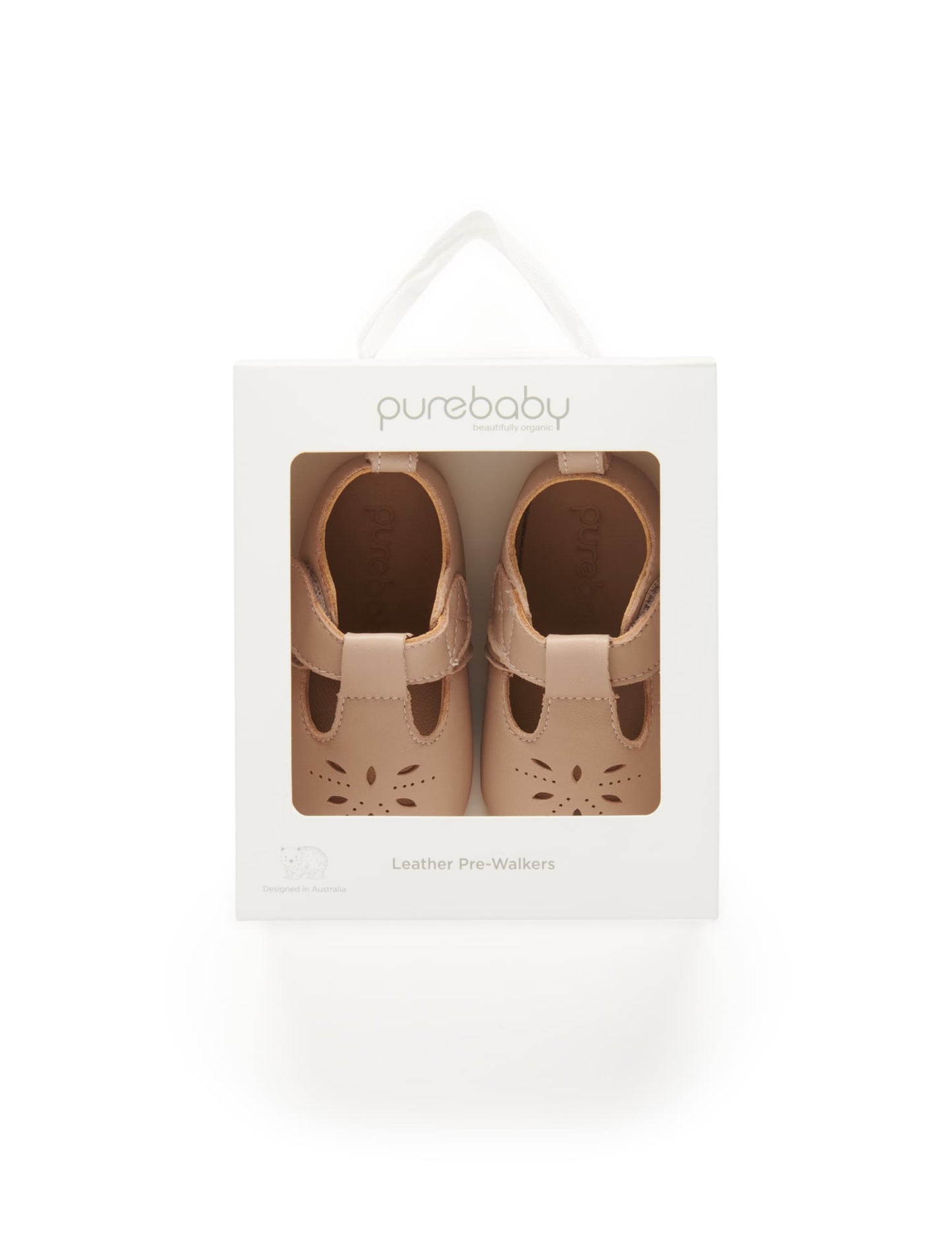 Leather Eyelet T-Bar - Blush