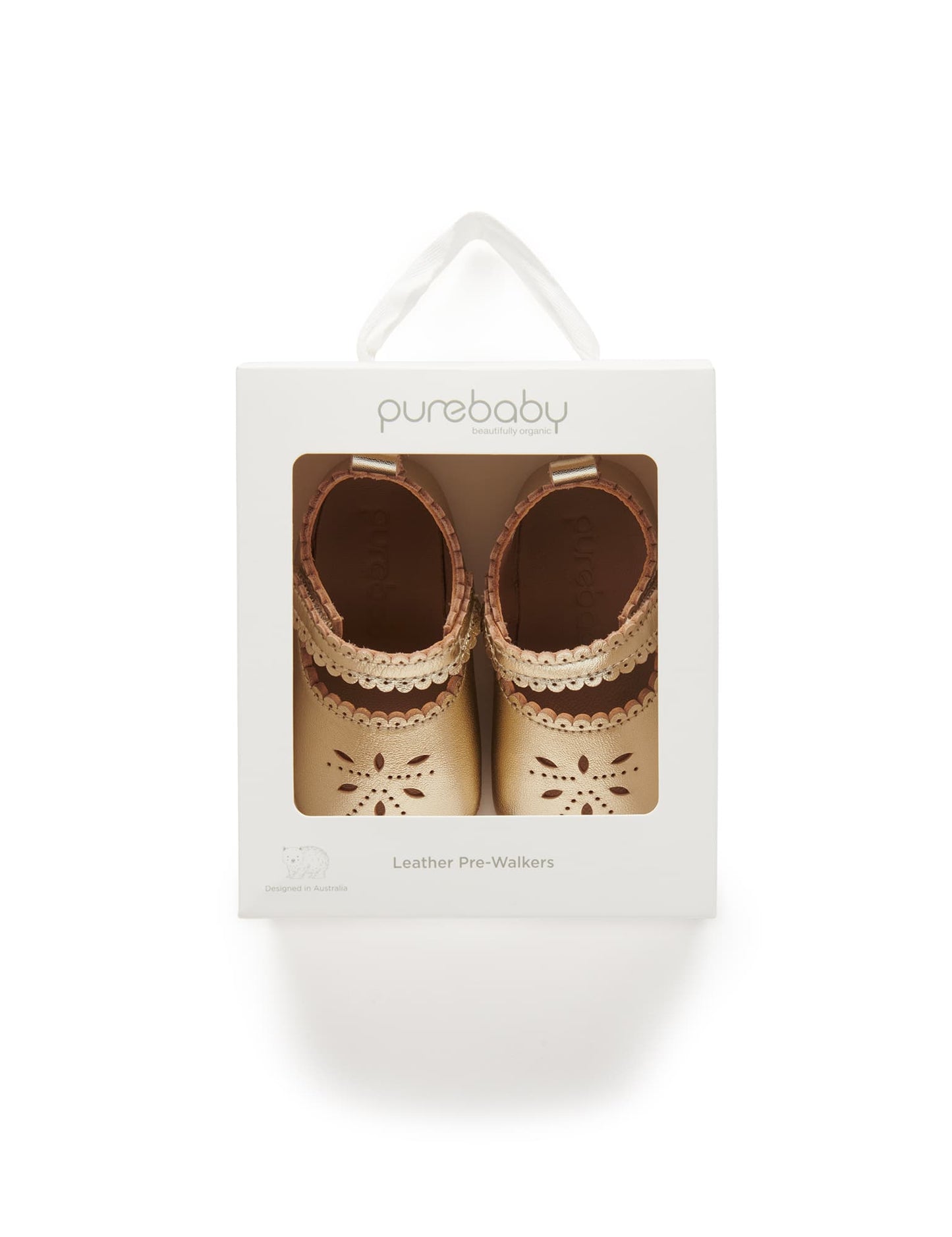 Leather Eyelet Mary Jane - Light Gold