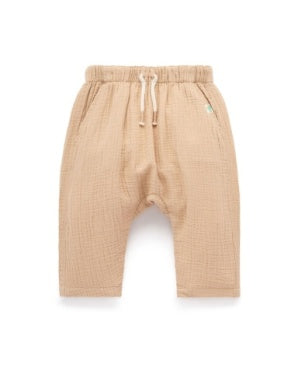 Slouchy Crinkle Cotton Pants in Burrito