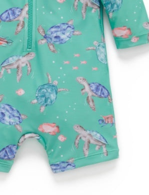 Printed L/S Sunsuit - Sea Turtles Print